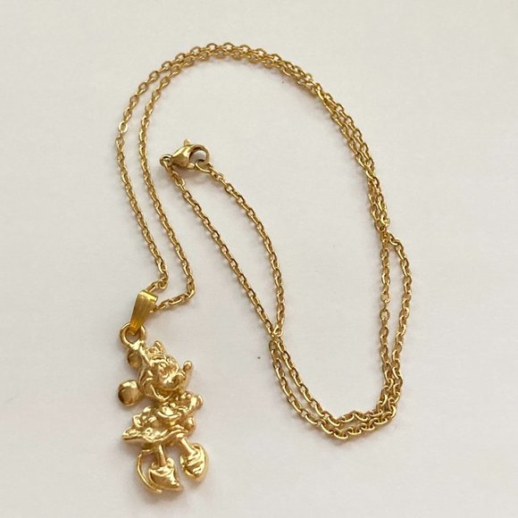 Gold Minnie Mouse Necklace Vintage Pendant Plated 20" Disney Disneyana Mickey - Picture 8 of 12